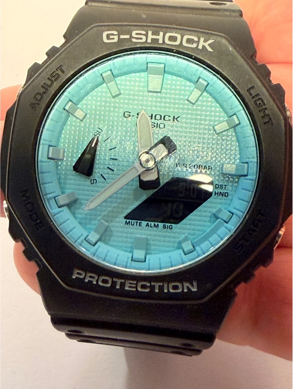 Casio G-Shock GA-2100 5611 Custom Mod Turquoise-Blue Dial CasiOak